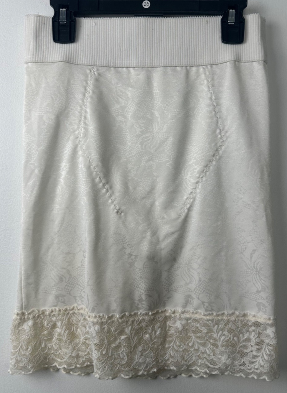 Flexees Vintage Shapewear Skirt Slip Cream Lace Hem Sz 30-L 6841 Union Made A34